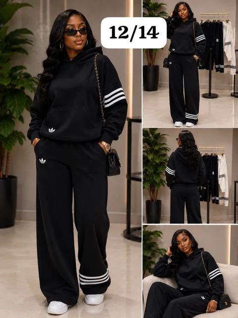 Quality Lounge Wear Adidas Black Tracksuit