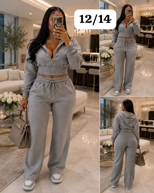 Quality Grey Double Waist Lounge Wear Tracksuit