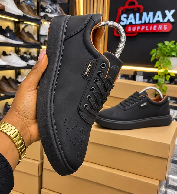 Azam All Black Premium Quality Leather Casual