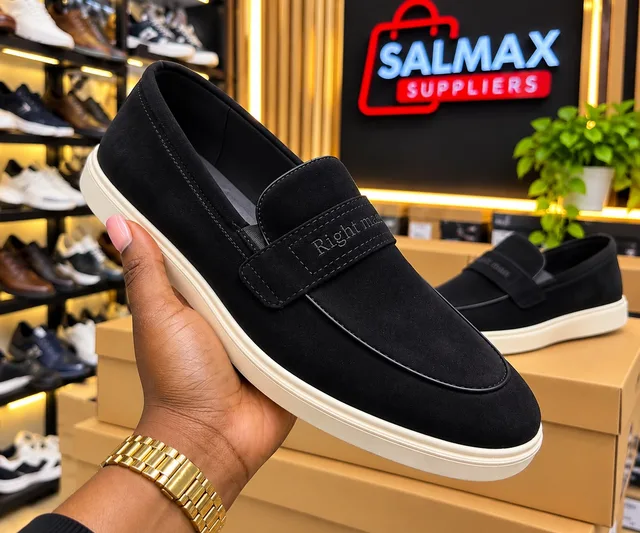 Men's Premium Black Rightman Suede Slip-On Loafers